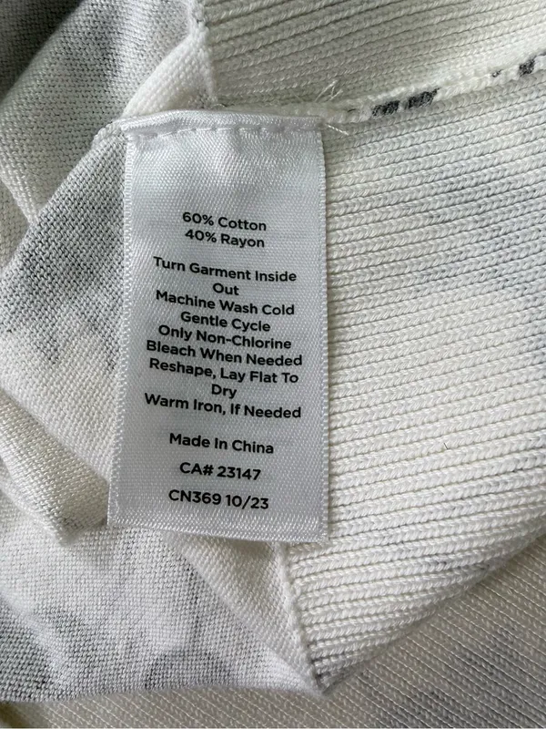 Talbots Cream Cardigan Sweater with Black Floral Print Size Small - Image 7