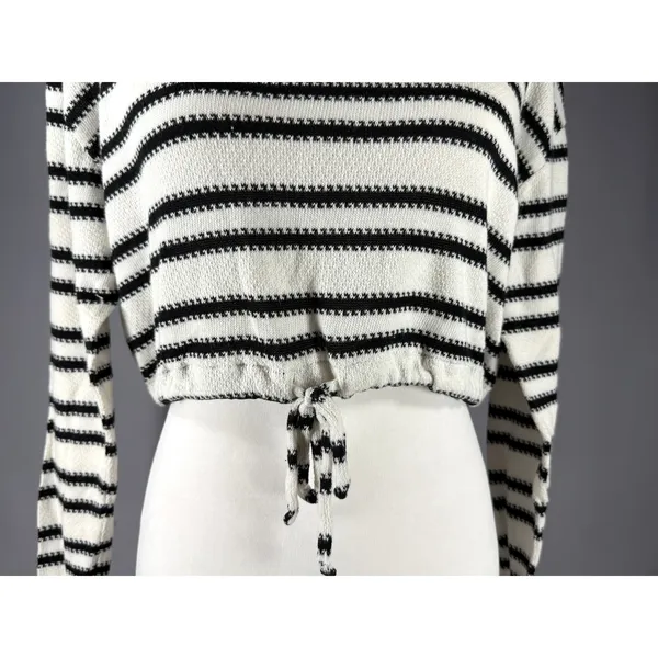 Aeropostale Striped Crop Top‎ Long Sleeve Drawstring Sweater Size S Preppy Y2K - Image 6