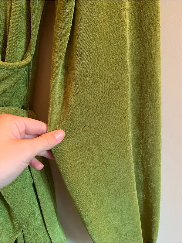 Princess Polly Olive Green Velvet Wrap Dress Formal Party Size 10 Outfit Summer - Image 3