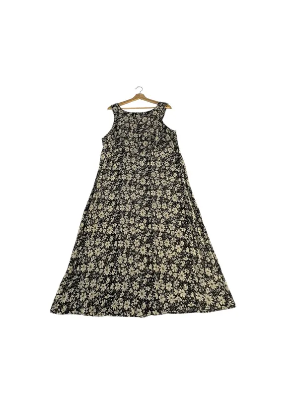 Vintage 90s More Jazz Size 18 Petite Daisy Floral Crinkle Midi Dress - Image 5