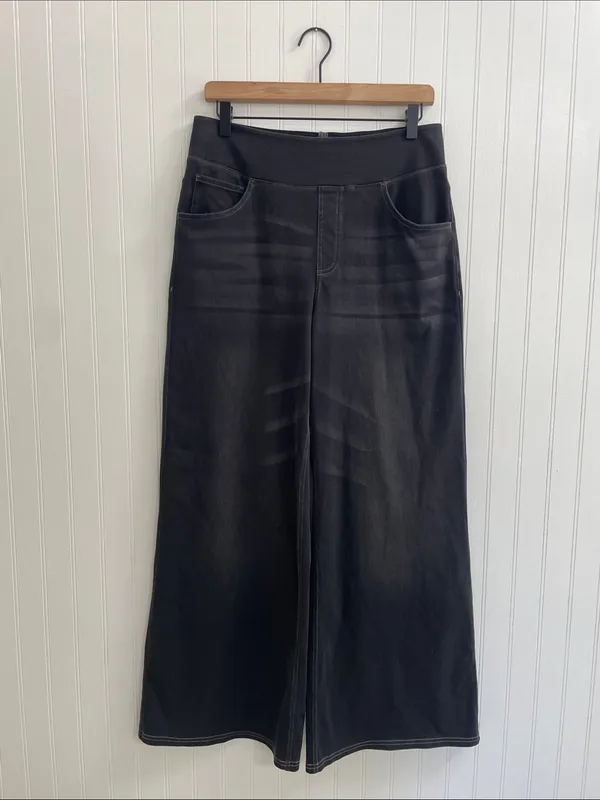 HALARA Flex High Waisted Pockets Baggy Wide Leg Washed Casual Jeans Size L NWT - Image 6