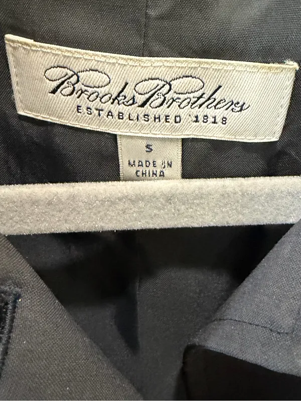 Brooks Brothers Navy Water Resistant Raincoat Trench Coat Storm Flap S - Image 3