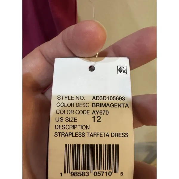 ADRIANNA PAPELL Strapless Taffeta‎ Mini Dress Bright Magenta Pink Size 12 - Image 4