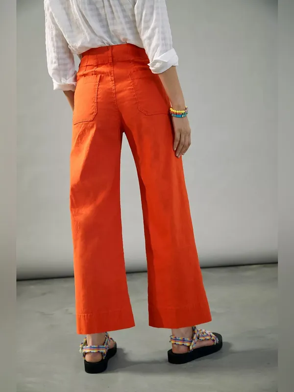 Maeve The Colette High Rise Wide Leg Crop Pant in Orange Size 30 - Image 4