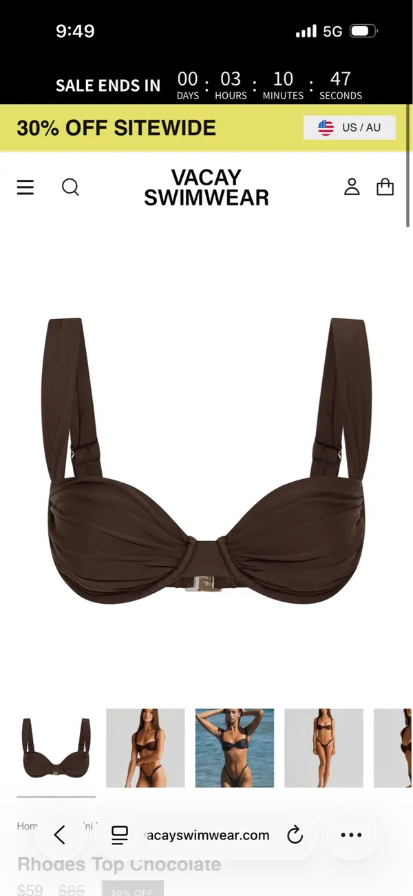 Vacay Swim Bikini Set Brown - Image 3