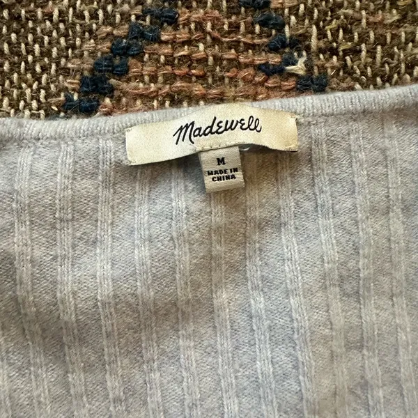 Madewell Pale Blue Ribbed Button Front Cardigan - Image 3