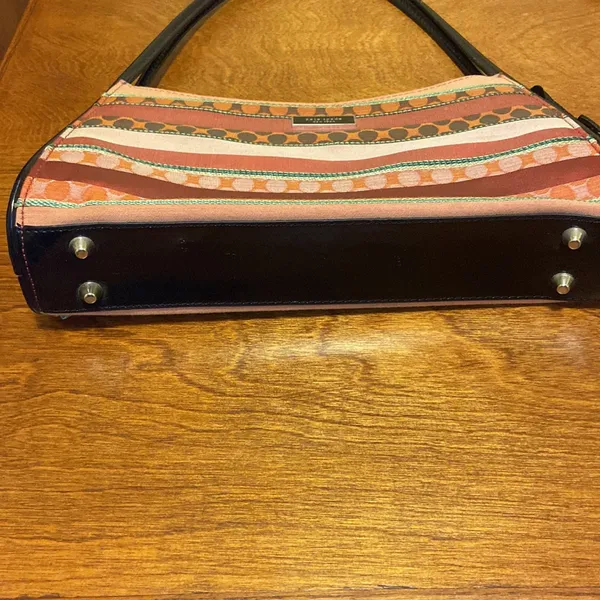 Vintage Kate Spade leather & clothe shoulder purse clutch bag - Image 7