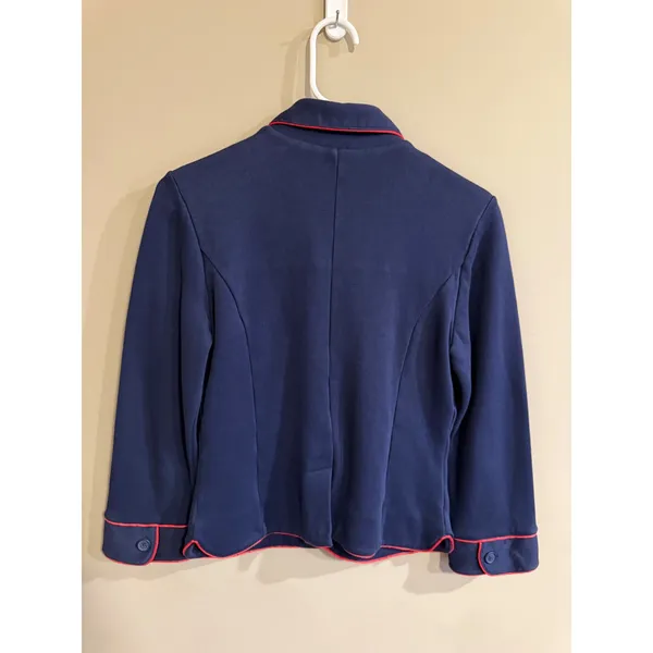 GAP Navy Blue Blazer Jacket‎ Red Piping Button Front Women's Size S - Image 6