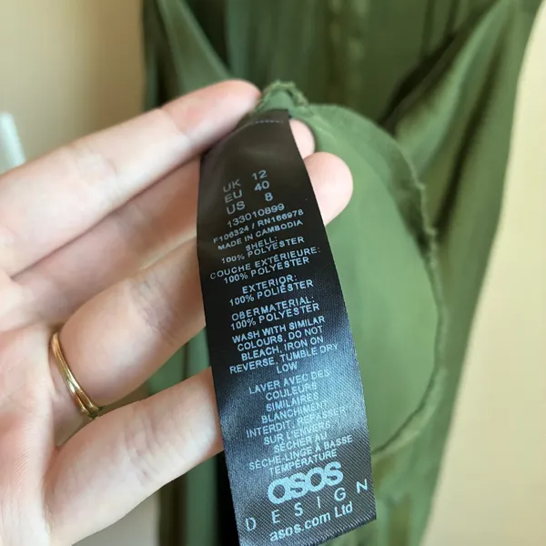 ASOS DESIGN Tall Colorblock Maxi Dress 8 Olive Green Women Satin Finish - Image 4
