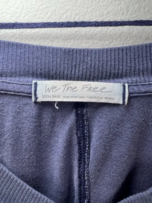 Free People We The Free Buffy Tee Shirt Blue Oversize Crop Long Sleeve Cotton XS - Image 3