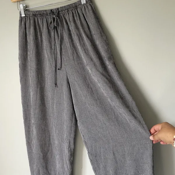 T & Company Vintage Gingham Wide Leg Pants Cottagecore Black White Womens Size 8 - Image 6