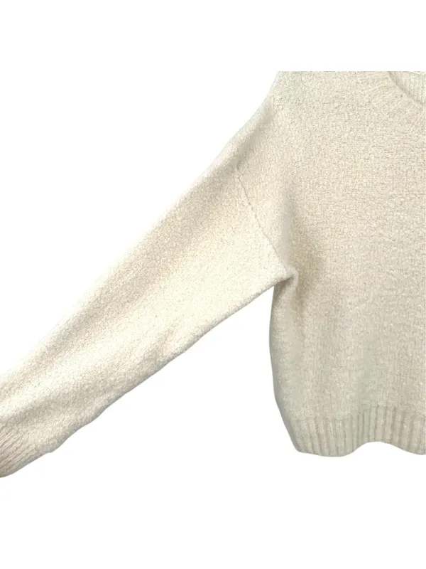 Everlane Cream Wool-Blend Crewneck Sweater Boucle Knit Size Medium Quiet Luxury - Image 4
