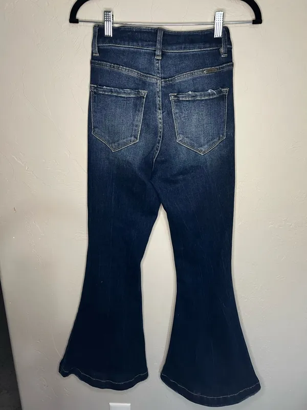 Kancan Ultra High Rise Super Flare Diana Distressed Denim‎ Jeans - Image 11