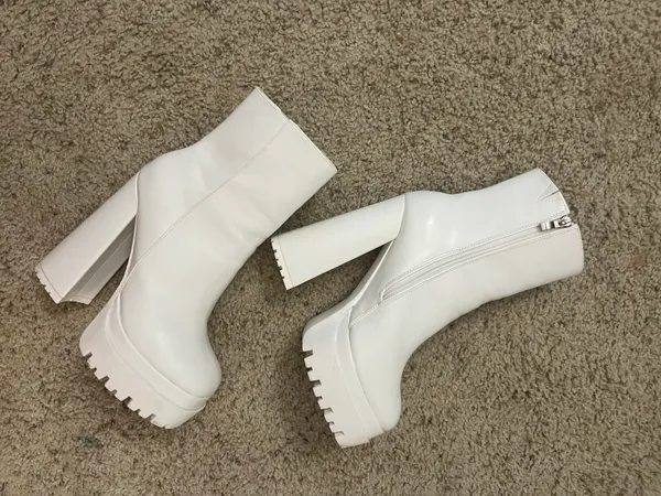 White Platform Boots Size 8 - Image 2