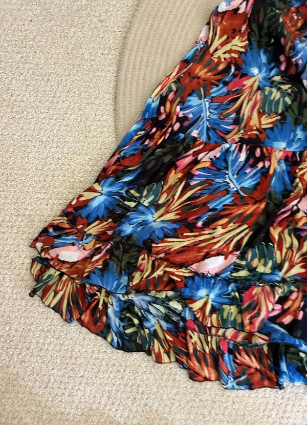 Tropical print low cut, cutout maxi dress - Image 2
