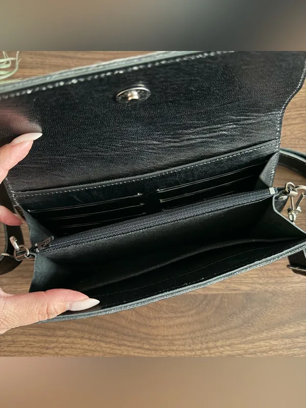 Cowhide Wallet Clutch with Crossbody Strap - Image 5