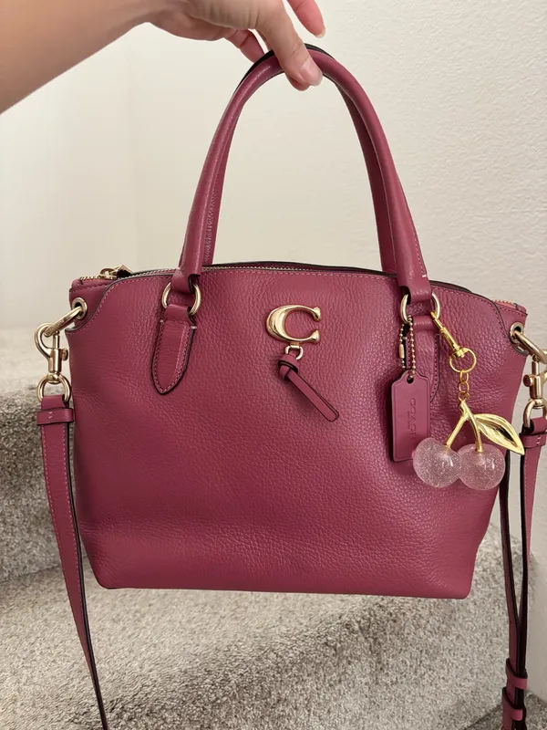 Coach Pink Remi Satchel Pebbled Leather Crossbody Shoulder Bag - Image 4