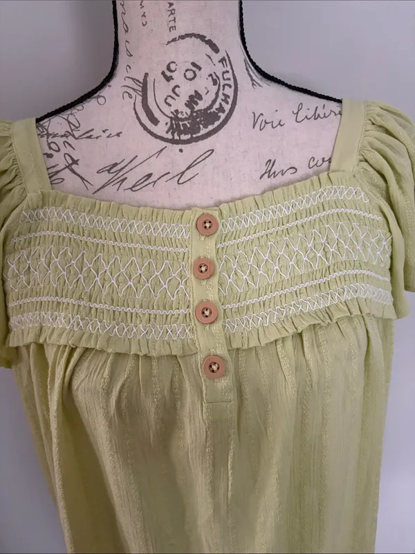 Maurices - Large- Light Green Smocked Off-Shoulder Tunic Top - Image 2