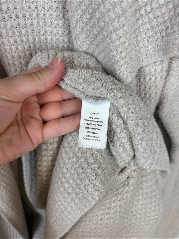 Barefoot Dreams CozyChic Lite Coastal Cardi Sweater Bisque Tan Women’s Large - Image 5