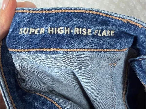 American Eagle Dark Wash Super High Rise Flare Jeans - Image 5