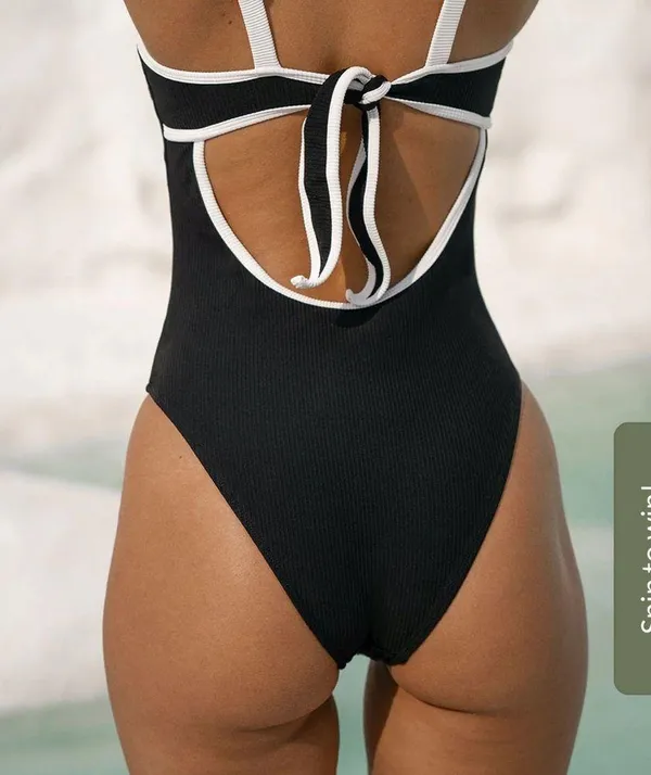 Berlook Contrast Trim Knotted One-Piece Swimsuit 54 - Image 4