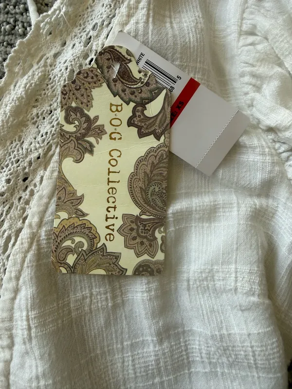 NWT BOG‎ Collective White Lace V-Neck Puff Sleeve Summer Mini Dress Size XS - Image 9
