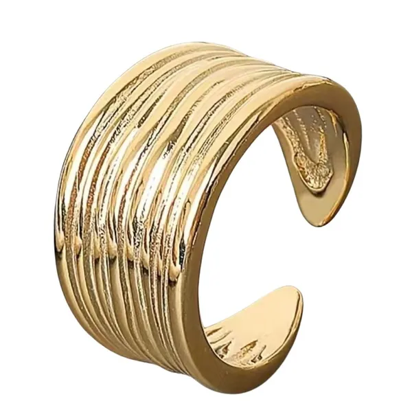 Multilayer Twist Boho Open Ring Gold - Image 3