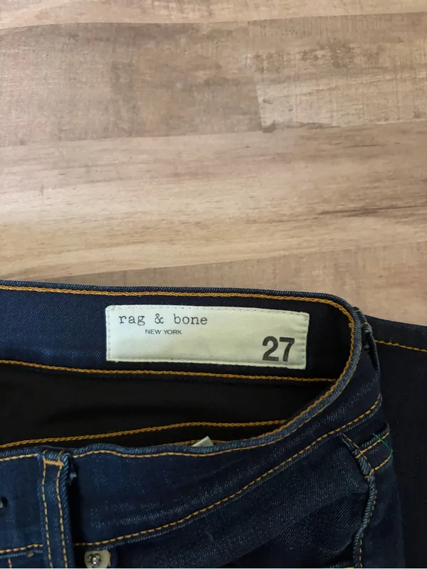 Rag & Bone Skinny Jeans Size 27 Dark Wash Stretch Denim Contrast Stitching - Image 6