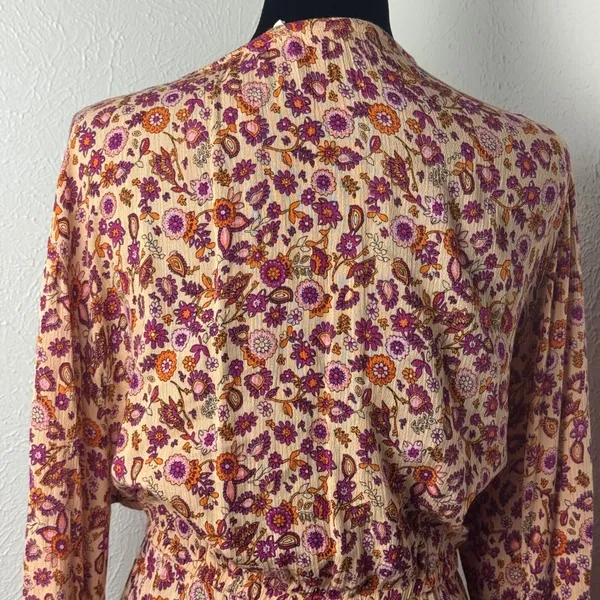 Talisman Boho Floral Paisley Maxi Duster Orange Purple M/L Whimsy Fairy Romantic - Image 6