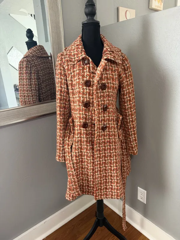 Available by Angela Fashion Houndstooth Academia Old Money Pea Coat Size Medium. - Image 2