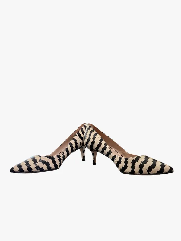 Via Spiga Snake Skin Black and Cream‎ Kitten Heel Sz 6M - Image 3