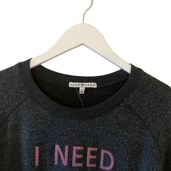 Junk Food Graphic Soft Warm Cozy Long Lagenlook Black Lomg Sleeves SZ L #1750 - Image 2
