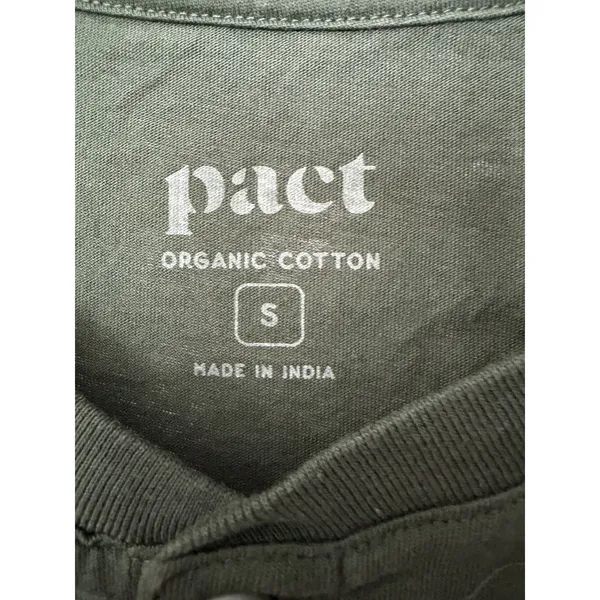 Pact Henley Top Womens Small Green 100% Organic Cotton Sustainable #YZ10-2 - Image 2