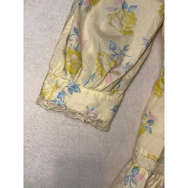 LoveShackFancy Target Yellow Floral Lace peasant Mini Dress Plus 1X Cottagecore‎ - Image 4