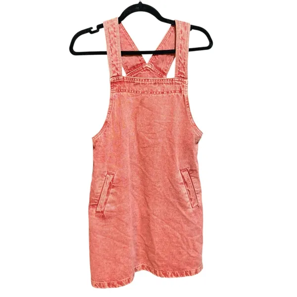 Mango Pocket Denim Pinafore Dress Faded Red/Pink Sz 2 Soft Girl Vibes Y2K‎ Era - Image 4