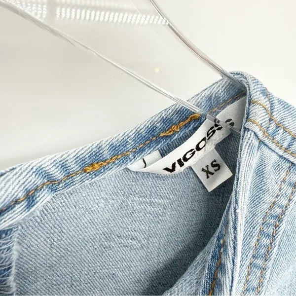 Vigoss Sleeveless Denim‎ A-Line Mini Dress Women's Size XS Blue Y2K - Image 5