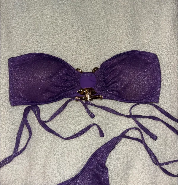 Zaful Purple strapless sparkly bikini set - Image 4