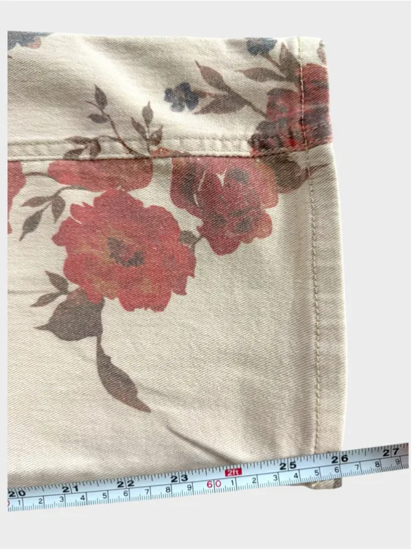 Easel Floral Print Barrel Denim Pants Size M - Image 5