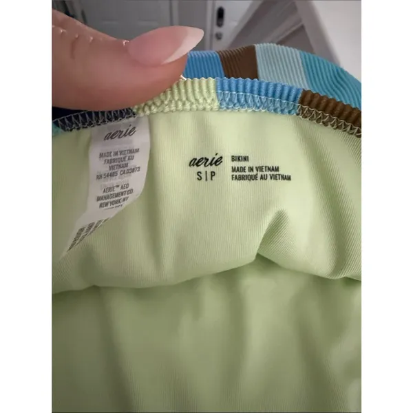 Aerie Ribbed Stripe Bikini Bottoms Small Blue Green Multicolor Swim Bottom - Image 3