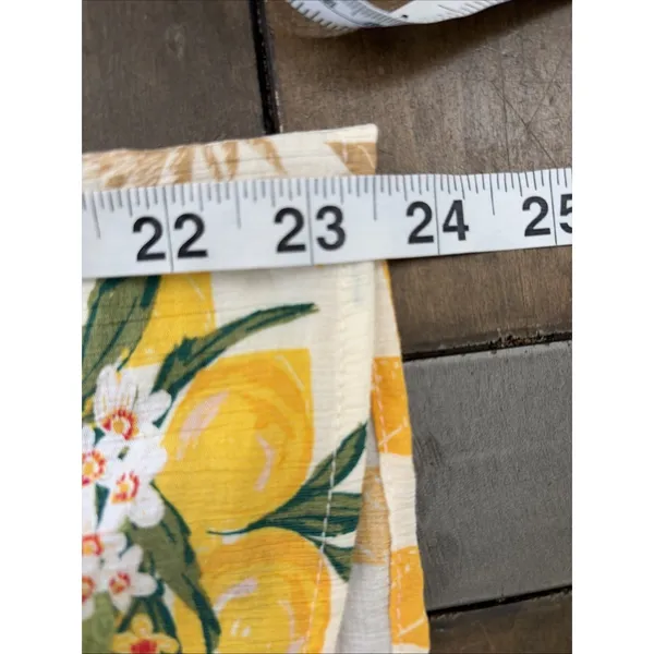 Bunulu Lemon Fruit Print Button Down Shirt Womens Size L Yellow Tropical Rayon - Image 8
