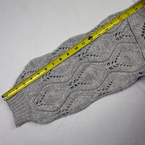 A New Day Grey Pointelle Beaded Open Front Cardigan Sweater Size M - Image 8