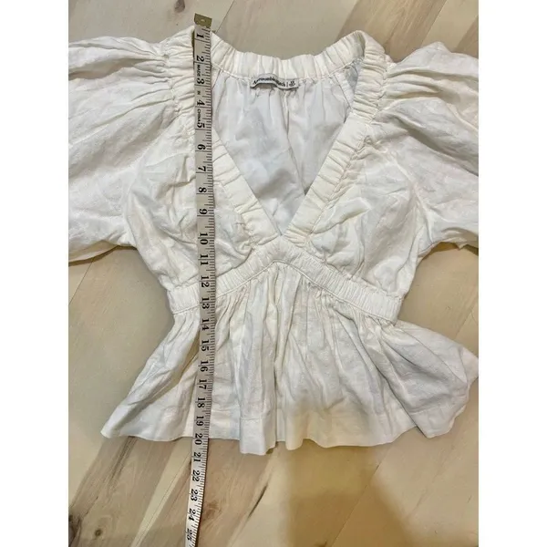 Abercrombie & Fitch Women XS Linen Blend Peplum Top Boho Cottage Boho Chic - Image 11