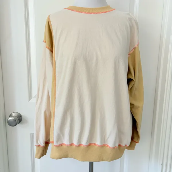 By Together Cream and Tan Colorblock  Top - Image 5