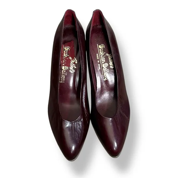 Vintage 80s Burgundy Leather Heels Size 7N Miguel Hernandez Bullock’s Spain‎ - Image 3