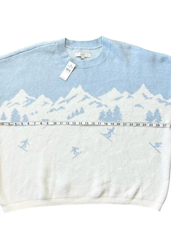 LOFT Mountain Ski Sweater Long Sleeve Snow Mountain Design Blue Size XL - Image 7