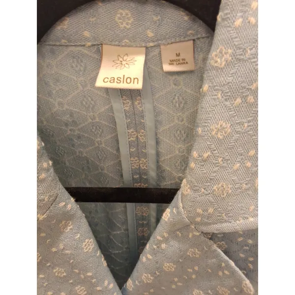 Caslon Blazer Light Blue and White Size M Floral Pattern Single Button Closure - Image 2