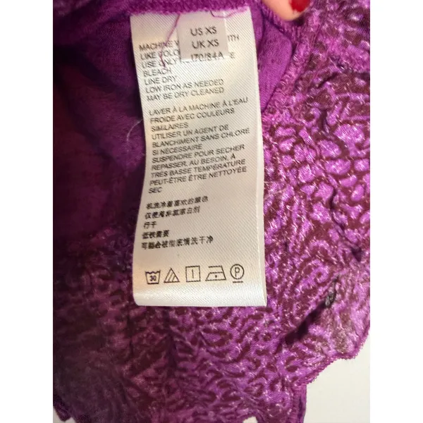 Free People Olivia Purple Printed Tie Waist Cropped Puff Sleeve Wrap Top Size XS - Image 9
