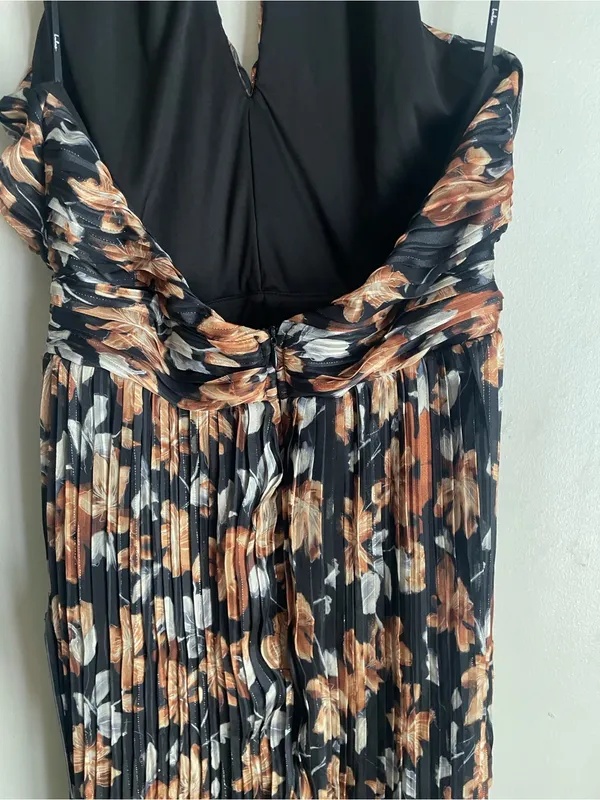 Lulus Gardena Black Floral Pleated Cross-Front Halter Midi Dress - Image 11
