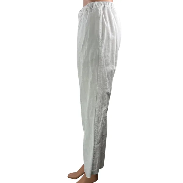 SNDYS. Womens White High Rise Drawstring Relaxed Casual Wide Leg Trouser Pants S - Image 2