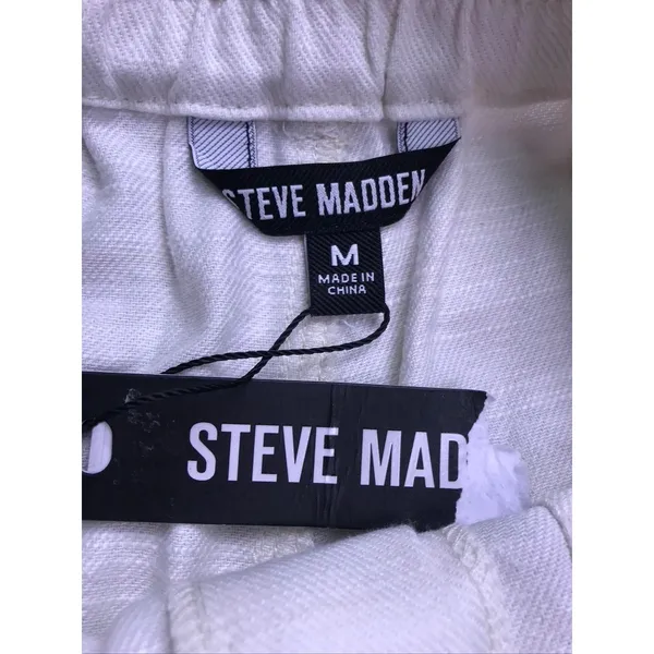 Steve Madden Jogger Pants Womens Medium White Linen Blend Elastic Hem New - Image 2